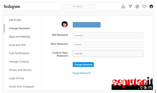jadi ini cara mengganti password instagram versi baru 2020